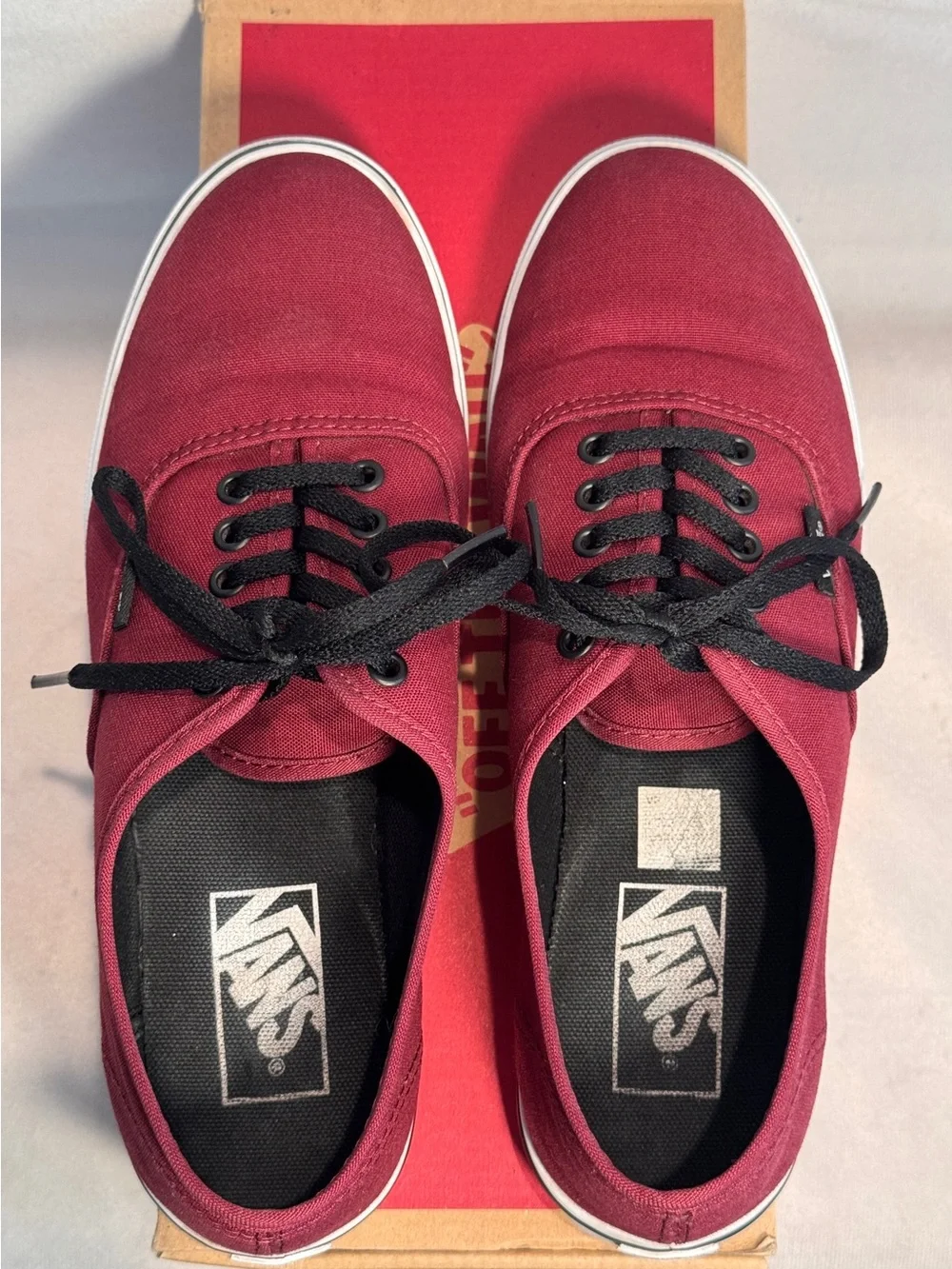 Vans Authentic Lo Pro Canvas Sneakers - Burgundy with Black Laces